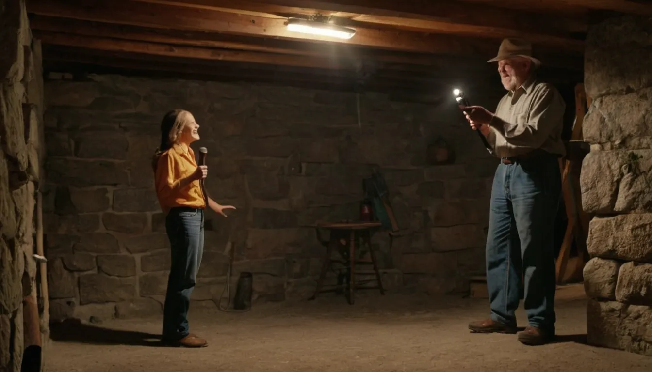 Friendly termite inspector showing a homeowner a wooden beam in a basement in Palmerton